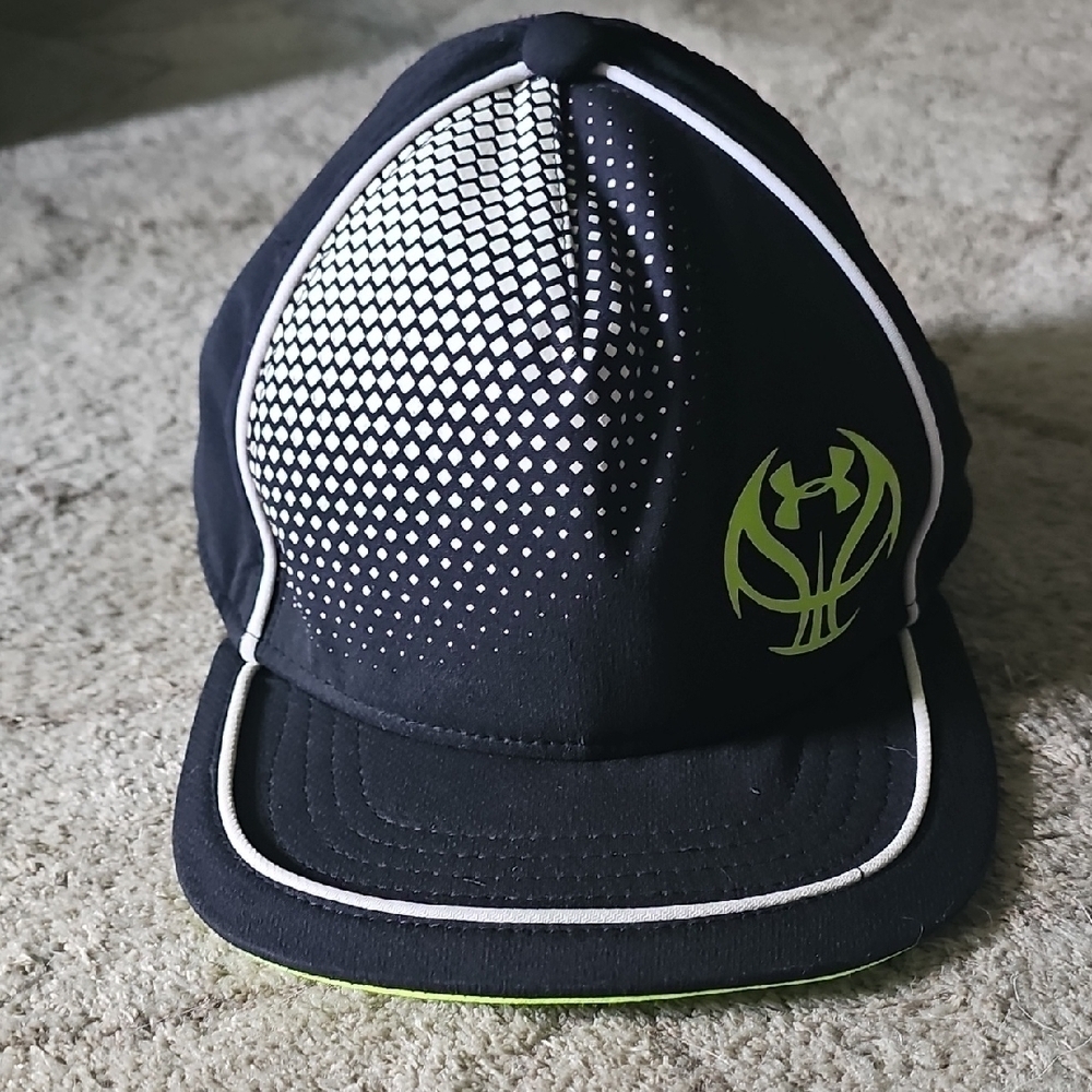 Nwot Under Armour Black Cap with Green Basketball Logo and White Trim